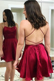 Princess Straps Short Prom Dress Burgundy Homecoming Dress  PD318