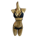 Push-Up Black Bandage Design Halter Bikini Swimsuit - Pgmdress