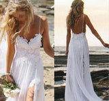 Romantic Sweetheart Chiffon Beach Wedding Dress with Lace PG201 - Pgmdress