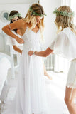Romantic Sweetheart Chiffon Beach Wedding Dress with Lace PG201 - Pgmdress