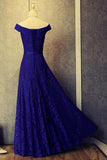 Royal Blue Floor Length Off Shoulder Prom Dresses Evening Dresses PG488 - Pgmdress