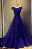 Royal Blue Floor Length Off Shoulder Prom Dresses Evening Dresses PG488