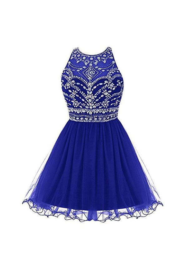 Royal Bule Tulle Homecoming Dresses 2016 Short Prom Gowns PG045 - Pgmdress