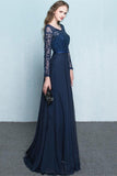 Scoop Chiffon Neck Long Sleeves Beading Evening Dress Prom Dress PG322 - Pgmdress