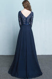 Scoop Chiffon Neck Long Sleeves Beading Evening Dress Prom Dress PG322 - Pgmdress