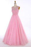 Scoop Floor-length Backless Pink Prom Dress With Beading Appliques PG704 - Pgmdress