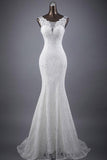 Scoop Neck Appliques Lace Trumpet/Mermaid Wedding Dress WD154