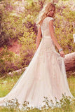 Scoop Neckline A-Line Tulle Wedding Dresses With Lace Appliques WD202 - Pgmdress