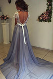 Scoop Neckline Cap Sleeves Chiffon Prom Dress with Lace Backless PG351 - Pgmdress