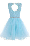 Scoop Short Blue Zipper-up Tulle Homecoming Dress PG013 - Pgmdress