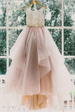 Scoop Sleeveless Organza Prom Dress Evening Gowns with Sweep Train PG302 - Pgmdress