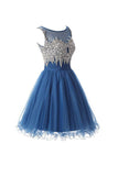 Scoop Tulle Homecoming Dresses Short Prom Dresses With Beading PG087 - Pgmdress