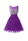 Scoop Tulle Homecoming Dresses Short Prom Dresses With Beading PG087