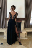 Sexy Black Long Sleeve Lace 2017 Prom Dress Evening Dresses PG341 - Pgmdress