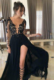 Sexy Black Long Sleeve Lace 2017 Prom Dress Evening Dresses PG341 - Pgmdress