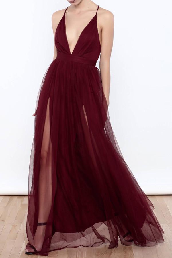 Deep V-neck Unique Prom Dresses, Sexy High Slit Prom Dresses Deep V-neck Unique Prom Dresses, Sexy High Slit Prom Dresses