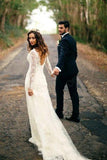 Sexy Mermaid Long Sleeves White Lace Wedding Dress WD120