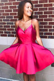 Sexy Red Spaghetti Strap A-line Homecoming Dress Short Party Gown PD153