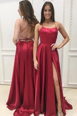 Sexy Simple Design Backless Side Slit Red Prom/Evening Dresses PG560 - Pgmdress