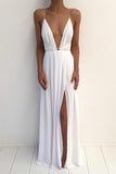 Sexy V-neck Spaghetti Strap Prom Dress With Front Split PG369 - Pgmdress