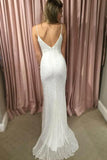 Sheath Spahgetti Straps Sweep Train White Sequined Prom/Party Dress PG425 - Pgmdress