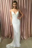 Sheath Spahgetti Straps Sweep Train White Sequined Prom/Party Dress  PG425