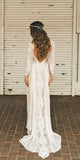 Sheath/Column Lace Wedding Dress With Long Sleeve Open Back Bridal Gown WD487 - Pgmdress