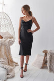 Sheatn Spaghetti Straps Knee-Length Black Prom/Homecoming Dress PD421