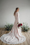 Sheer Long Sleeves Lace Modest Bride Dress Wedding Gown WD530 - Pgmdress