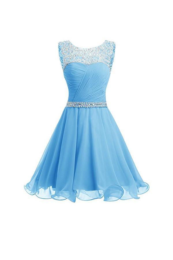 Short Homecoming Dress Ruched Chiffon Prom Dress with Beads PG074 - Pgmdress