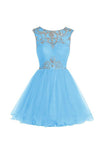 Short Homecoming Dress Scoop Tulle Prom Dress  PG061