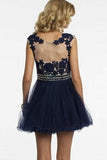 Short Navy Blue Homecoming Dress with Appliques Beading PG190 - Pgmdress
