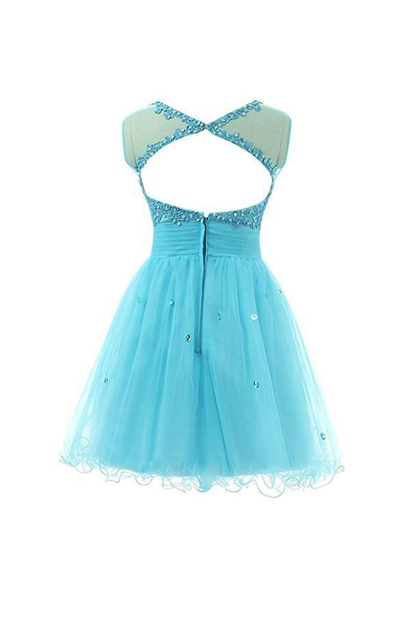 Short Prom Dress Tulle Homecoming Dress With Applique PG062 - Pgmdress