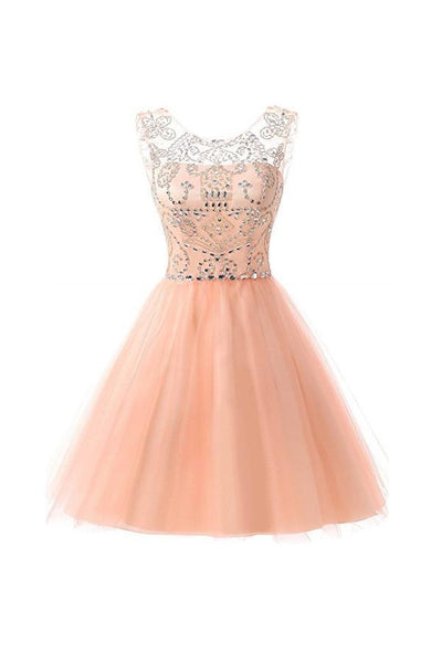 Short Tulle Beading Homecoming Dresses Prom Gowns Party Dresses US4 / Custom Color Short Tulle Beading Homecoming Dresses Prom Gowns Party Dresses US4 / Custom Color