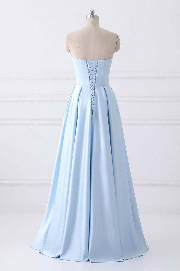 Simple A-line Strapless Long Prom Dresses Evening Dresses With Pocket PG523 - Pgmdress