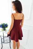 Simple A-Line Straps Short Burgundy Satin Homecoming/Party Dress PD083 - Pgmdress