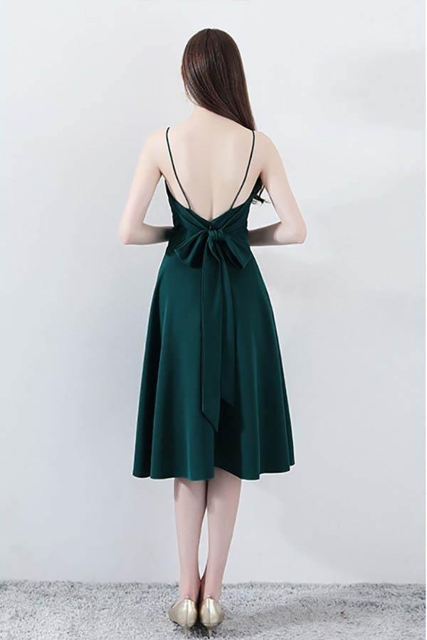 Simple Chic Dark Green Homecoming Dress V-neck with Straps US10 / Custom Color Simple Chic Dark Green Homecoming Dress V-neck with Straps US10 / Custom Color