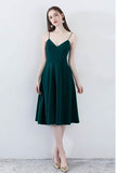 Simple Chic Dark Green Homecoming Dress V-neck with Straps PD094