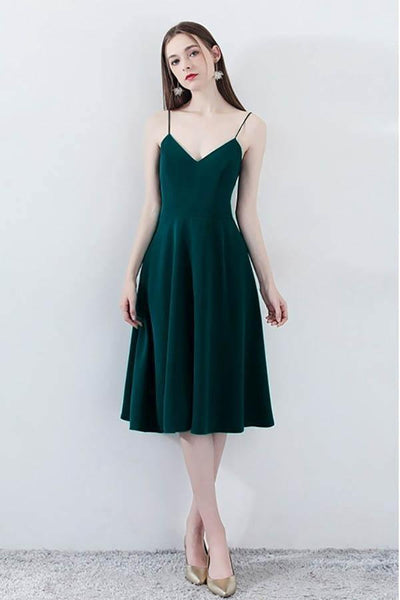 Simple Chic Dark Green Homecoming Dress V-neck with Straps US10 / Custom Color