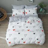 Simple Duvet Cover Set Nordic Bedding Set Heart Plaid Quilt Cover Bed Sheet King Size Single Double Queen Bed Linens - Pgmdress