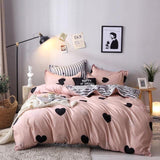 Simple Duvet Cover Set Nordic Bedding Set Heart Plaid Quilt Cover Bed Sheet King Size Single Double Queen Bed Linens - Pgmdress