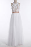 Simple Jewel Sleeveless Floor-Length Lace Top Wedding Dress WD098 - Pgmdress