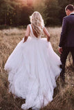 Simple Modest Ivory Tulle Wedding Gowns Backless Wedding Dress  WD313 - Pgmdress