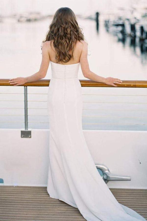 Simple Off White Mermaid Wedding/Bridal Dresses Sweetheart Neck WD333 - Pgmdress