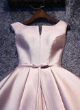Simple Pink A line Satin Short Prom Dress Homecoming Dress PD148 - Pgmdress