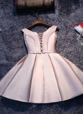 Simple Pink A line Satin Short Prom Dress Homecoming Dress PD148 - Pgmdress