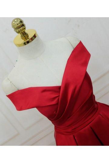 Simple Red Off Shoulder A line Long Evening Prom Dresses PG585 - Pgmdress