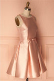 Simple Satin Short Prom Dress Homecoming Dresses with BowKnot PD146 - Pgmdress