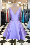 Simple Satin Short Prom Dress Lavender Homecoming Dress PD319 - Pgmdress