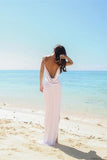 Simple Sexy Open Back Beach Side Slit Spaghetti Straps Wedding Dresses WD506 - Pgmdress